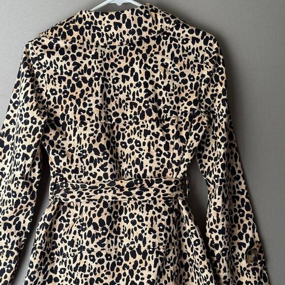 Forever 21 sz S tan black cheetah‎ print cotton belted coat - Picture 9 of 10